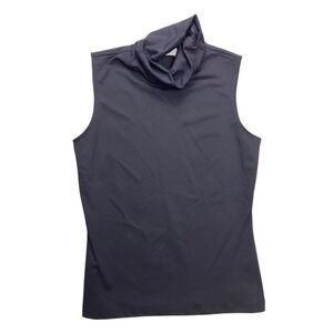 Linda Leal Mock Neck Sleeveless‎ Top Women Size M Black Classic MNST0133 Stretch